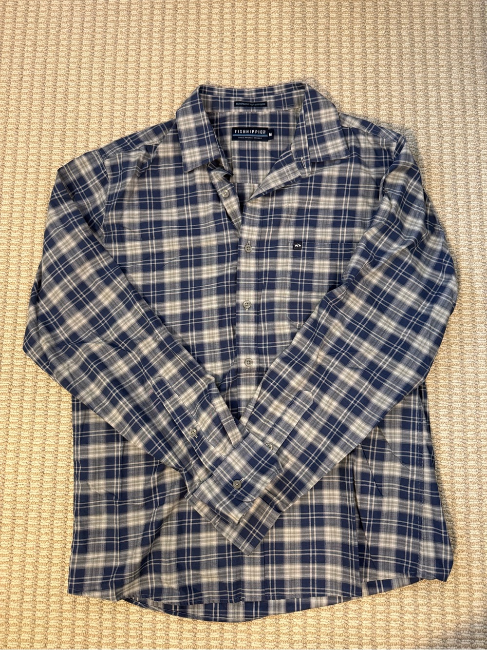 Men's Blue Plaid Button-Down Shirt by Fish Hippie